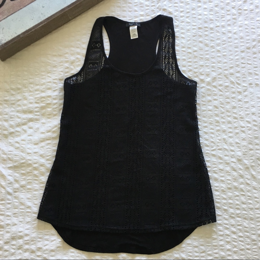 Lace Front Black Tank Top